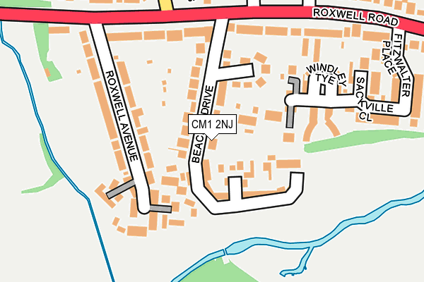 CM1 2NJ map - OS OpenMap – Local (Ordnance Survey)