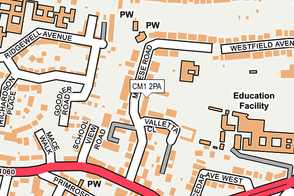CM1 2PA map - OS OpenMap – Local (Ordnance Survey)