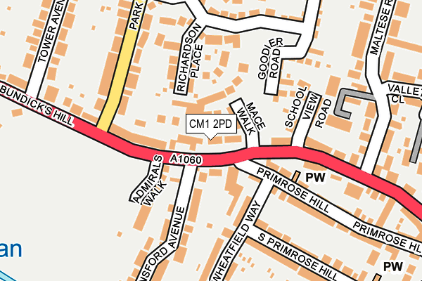 CM1 2PD map - OS OpenMap – Local (Ordnance Survey)
