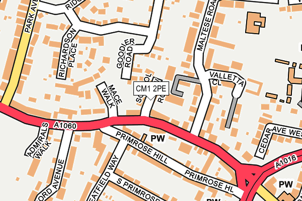 CM1 2PE map - OS OpenMap – Local (Ordnance Survey)