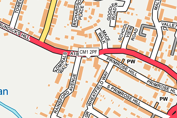 CM1 2PF map - OS OpenMap – Local (Ordnance Survey)