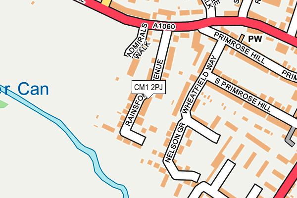 CM1 2PJ map - OS OpenMap – Local (Ordnance Survey)