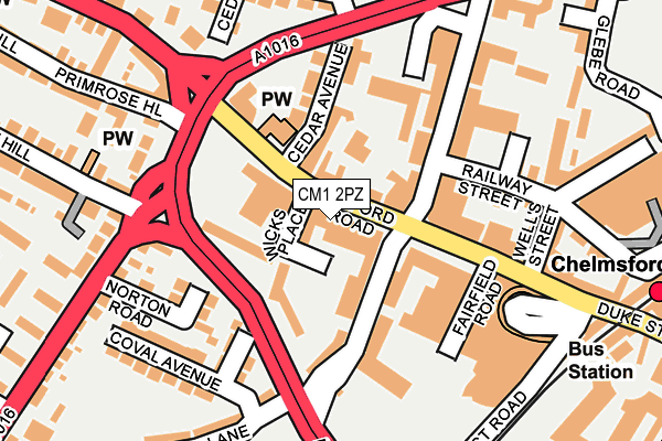 CM1 2PZ map - OS OpenMap – Local (Ordnance Survey)