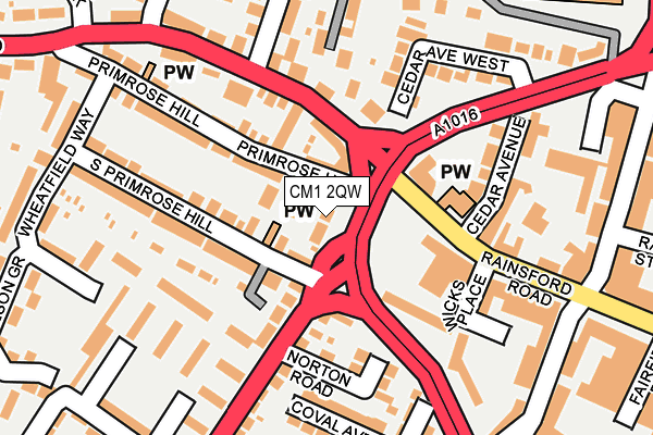 CM1 2QW map - OS OpenMap – Local (Ordnance Survey)