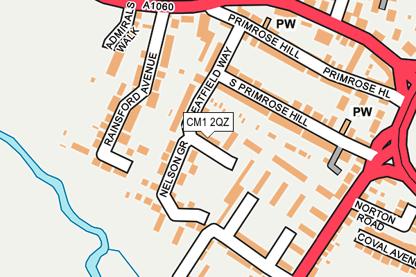 CM1 2QZ map - OS OpenMap – Local (Ordnance Survey)