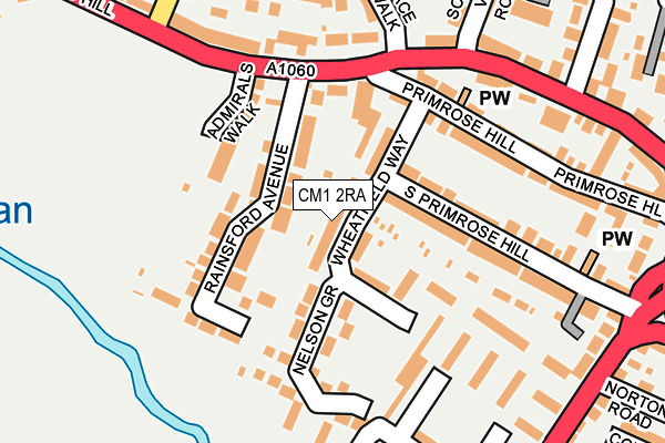 CM1 2RA map - OS OpenMap – Local (Ordnance Survey)