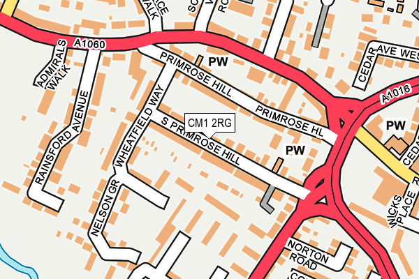 CM1 2RG map - OS OpenMap – Local (Ordnance Survey)