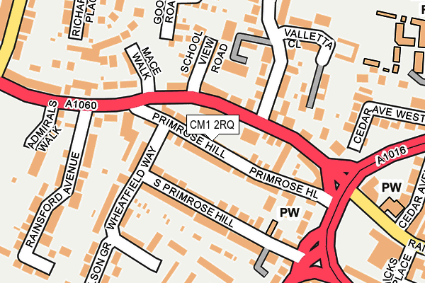 CM1 2RQ map - OS OpenMap – Local (Ordnance Survey)