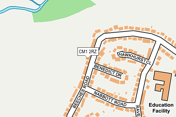 CM1 2RZ map - OS OpenMap – Local (Ordnance Survey)