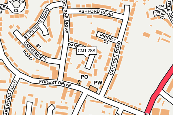 CM1 2SS map - OS OpenMap – Local (Ordnance Survey)