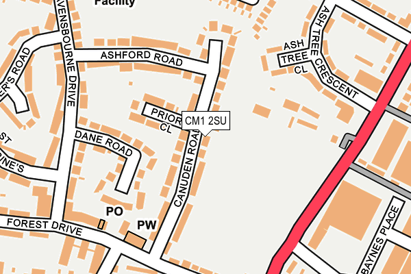 CM1 2SU map - OS OpenMap – Local (Ordnance Survey)