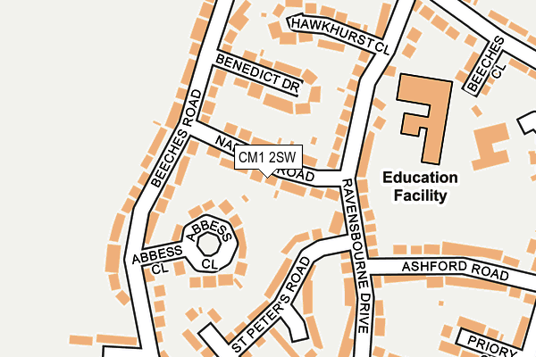 CM1 2SW map - OS OpenMap – Local (Ordnance Survey)