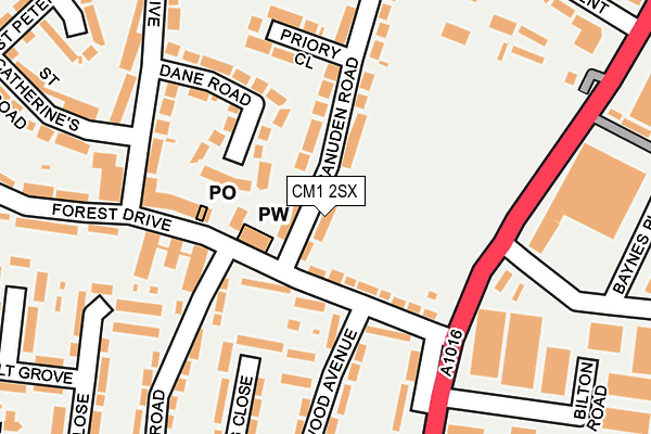 CM1 2SX map - OS OpenMap – Local (Ordnance Survey)