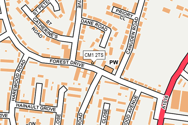 CM1 2TS map - OS OpenMap – Local (Ordnance Survey)
