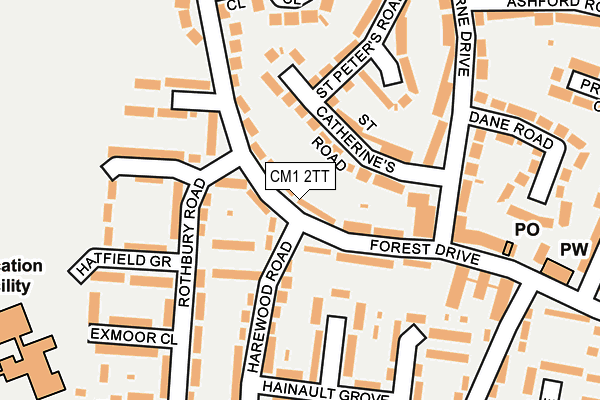 CM1 2TT map - OS OpenMap – Local (Ordnance Survey)