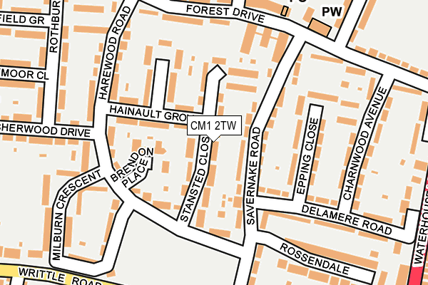 CM1 2TW map - OS OpenMap – Local (Ordnance Survey)