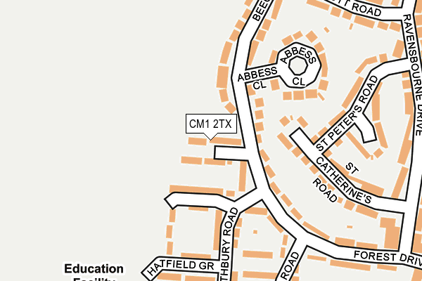 CM1 2TX map - OS OpenMap – Local (Ordnance Survey)