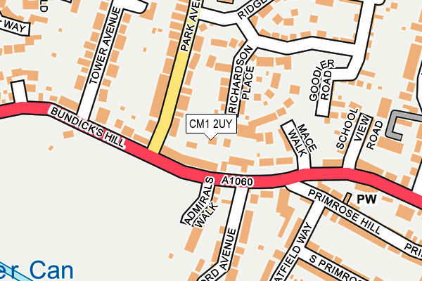 CM1 2UY map - OS OpenMap – Local (Ordnance Survey)