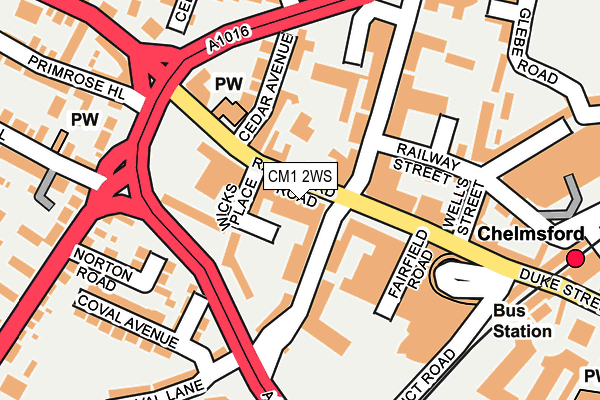 CM1 2WS map - OS OpenMap – Local (Ordnance Survey)