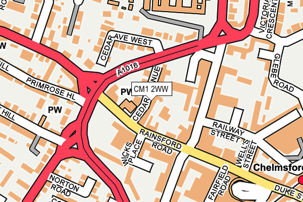 CM1 2WW map - OS OpenMap – Local (Ordnance Survey)