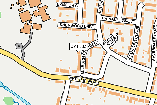 CM1 3BZ map - OS OpenMap – Local (Ordnance Survey)
