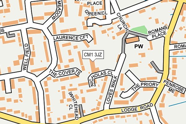 CM1 3JZ map - OS OpenMap – Local (Ordnance Survey)