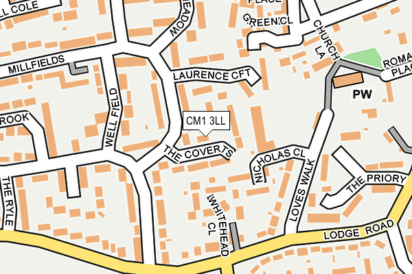 CM1 3LL map - OS OpenMap – Local (Ordnance Survey)