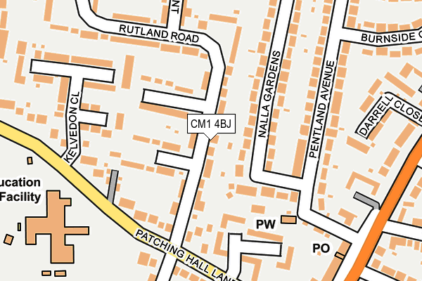 CM1 4BJ map - OS OpenMap – Local (Ordnance Survey)