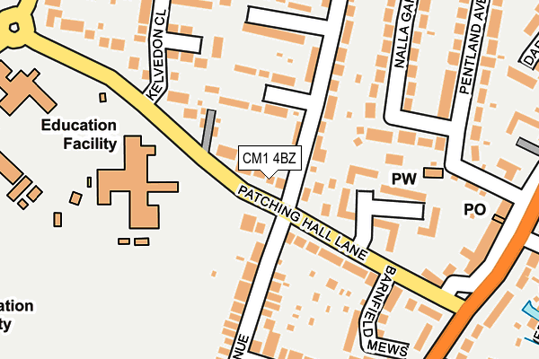 CM1 4BZ map - OS OpenMap – Local (Ordnance Survey)
