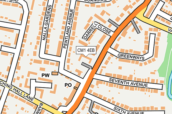 CM1 4EB map - OS OpenMap – Local (Ordnance Survey)