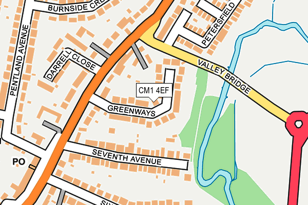 CM1 4EF map - OS OpenMap – Local (Ordnance Survey)