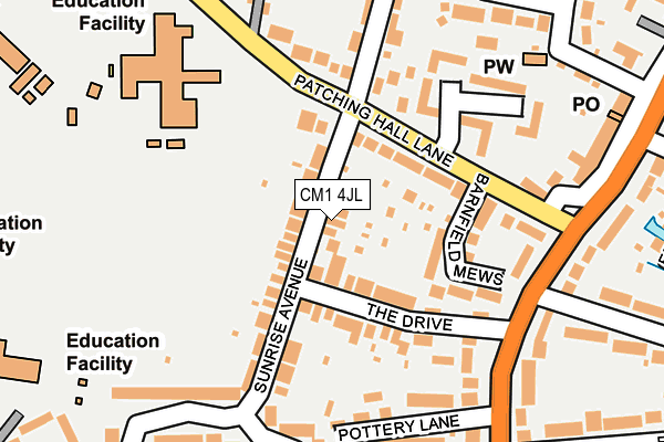 CM1 4JL map - OS OpenMap – Local (Ordnance Survey)