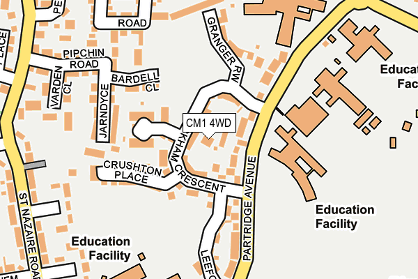 CM1 4WD map - OS OpenMap – Local (Ordnance Survey)