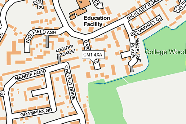 CM1 4XA map - OS OpenMap – Local (Ordnance Survey)