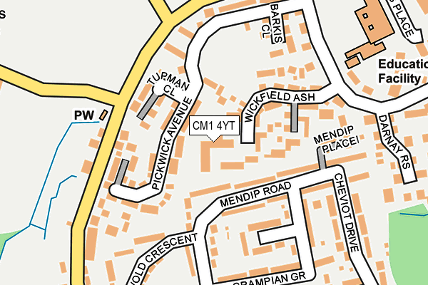 CM1 4YT map - OS OpenMap – Local (Ordnance Survey)