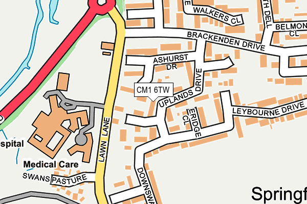 CM1 6TW map - OS OpenMap – Local (Ordnance Survey)