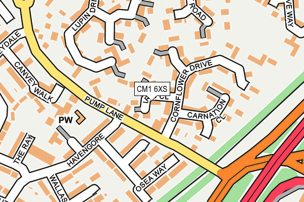 CM1 6XS map - OS OpenMap – Local (Ordnance Survey)