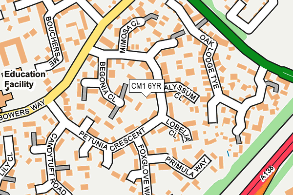 CM1 6YR map - OS OpenMap – Local (Ordnance Survey)