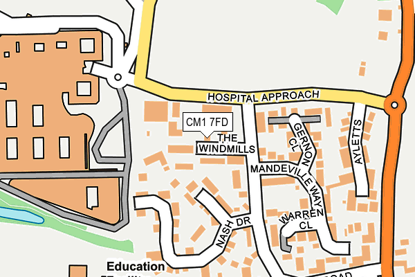 CM1 7FD map - OS OpenMap – Local (Ordnance Survey)