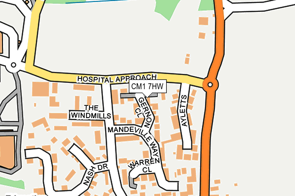 CM1 7HW map - OS OpenMap – Local (Ordnance Survey)