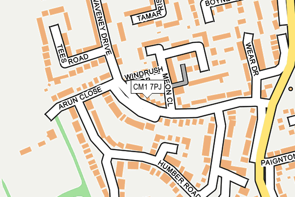 CM1 7PJ map - OS OpenMap – Local (Ordnance Survey)