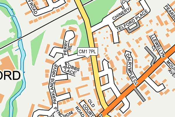 CM1 7PL map - OS OpenMap – Local (Ordnance Survey)