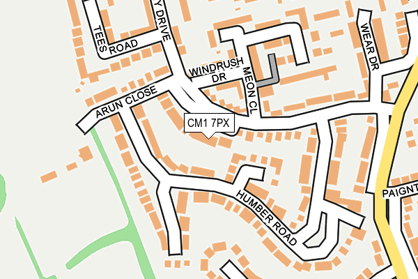 CM1 7PX map - OS OpenMap – Local (Ordnance Survey)