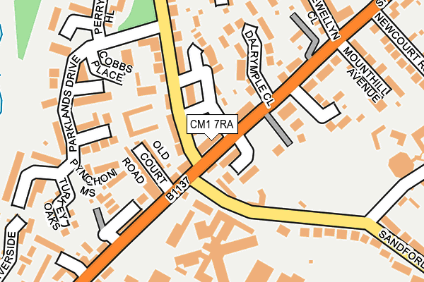 CM1 7RA map - OS OpenMap – Local (Ordnance Survey)