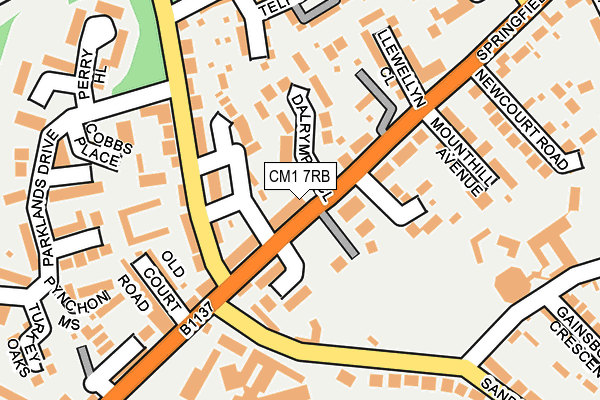 CM1 7RB map - OS OpenMap – Local (Ordnance Survey)