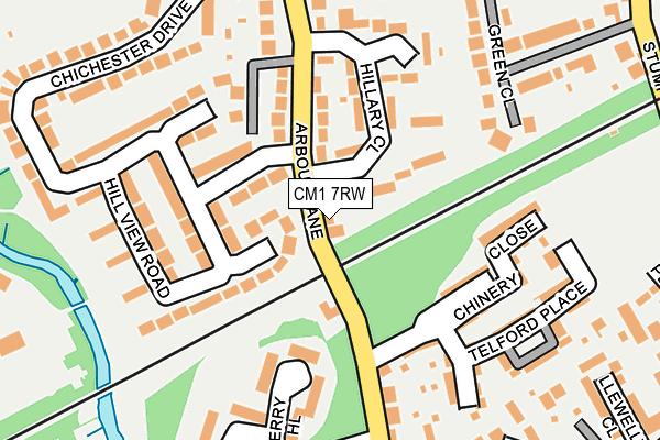 CM1 7RW map - OS OpenMap – Local (Ordnance Survey)