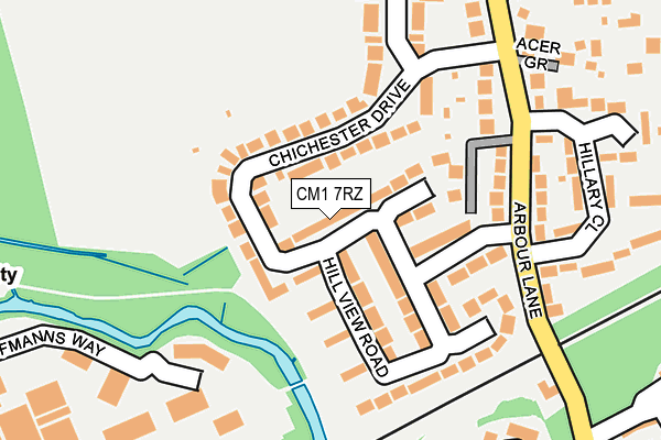 CM1 7RZ map - OS OpenMap – Local (Ordnance Survey)