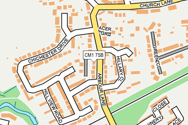 CM1 7SB map - OS OpenMap – Local (Ordnance Survey)