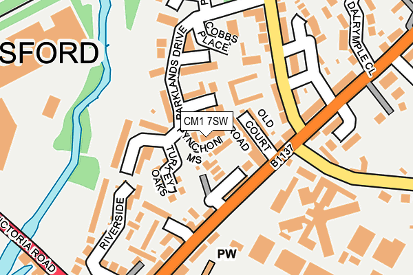 CM1 7SW map - OS OpenMap – Local (Ordnance Survey)