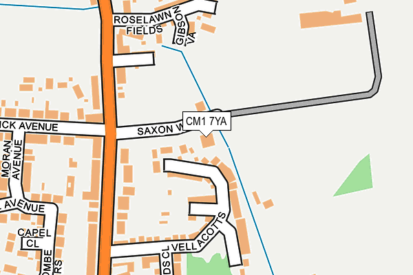 CM1 7YA map - OS OpenMap – Local (Ordnance Survey)